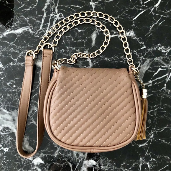 Crossbody Mini Faux Leather Bag, Beige - Picture 2 of 3